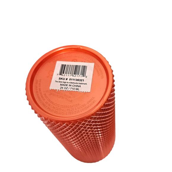 Starbucks 2022 Fall Studded Orange Pumpkin Tumbler With Straw 24 Oz Venti New - Picture 7 of 9